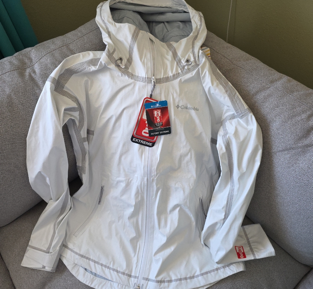 Columbia Women's White Waterproof Outdry Extreme Membrane Hooded Jacket Large